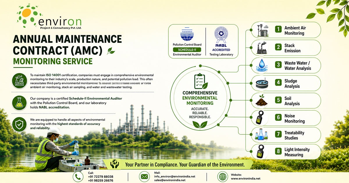 Technician monitoring industrial equipment through AMC monitoring services in a modern manufacturing facility